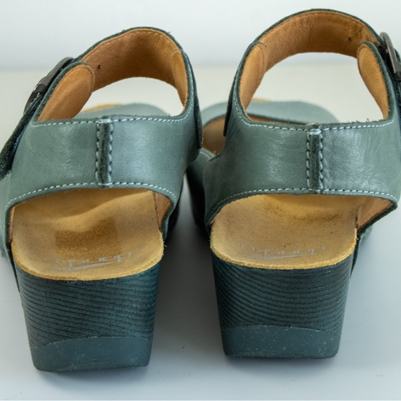 Dansko Tiana Teal Burnished Calf Leather Sandals Wedge Heel Women’s Shoes EU 36 - Picture 5 of 11